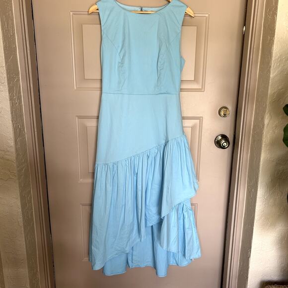 Linen Vibes Cinderella Blue Cotton Ruffle French Vintage Cotton Dress Size M - Picture 3 of 15